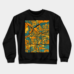 Bakersfield Map Pattern in Orange & Teal Crewneck Sweatshirt